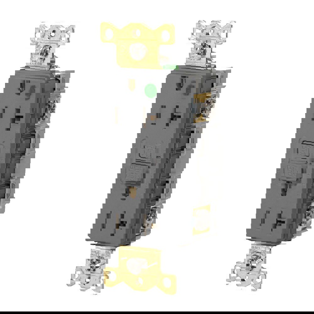 GFCI Receptacles; Grade: Commercial; Hospital ; Receptacle Type: Duplex ; NEMA Configuration: 5-20R ; Amperage: 20 ; Reset Type: Manual ; Wiring Method: Back; Side